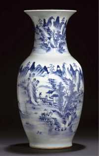 circa 1800 A blue and white baluster vase